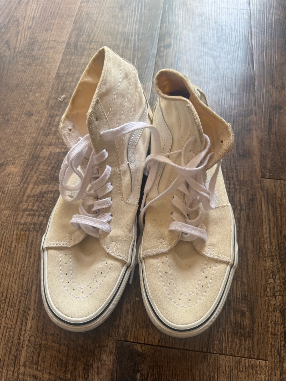Vans High-Top Canvas Sneakers in Cream and White